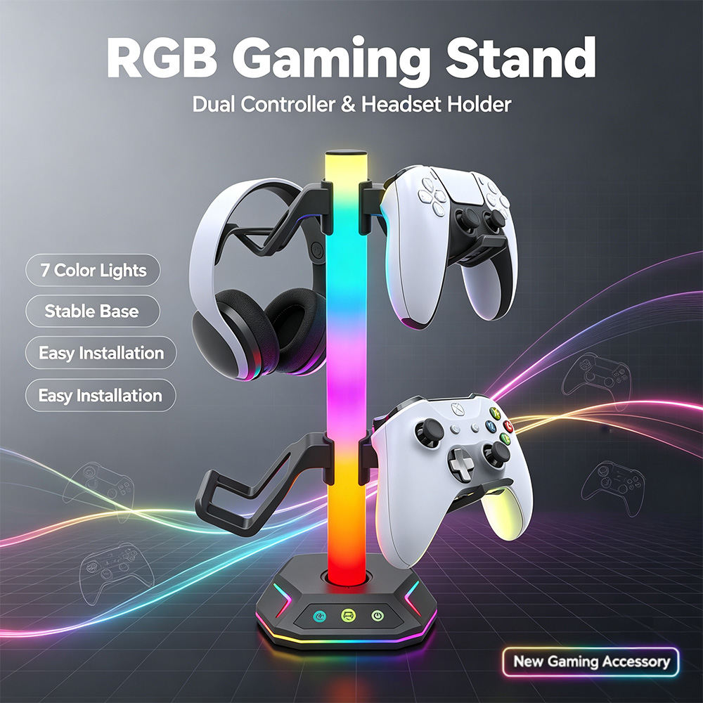Gaming Accessories Rgb - Playstation5 コントローラホルダーイヤホンハンガーアクセサリーゲーム RGB ヘッドフォンスタンドデスクトップゲーマー PS4 Xbox