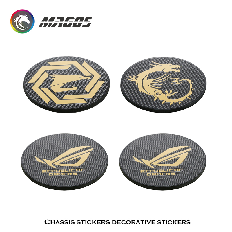 Video Gaming Accessories - コンピュータケースファンメタルステッカーROG MSI AORUSロゴ、シャーシステッカーロゴペーストPCゲーマー装飾、3ピース/ロット