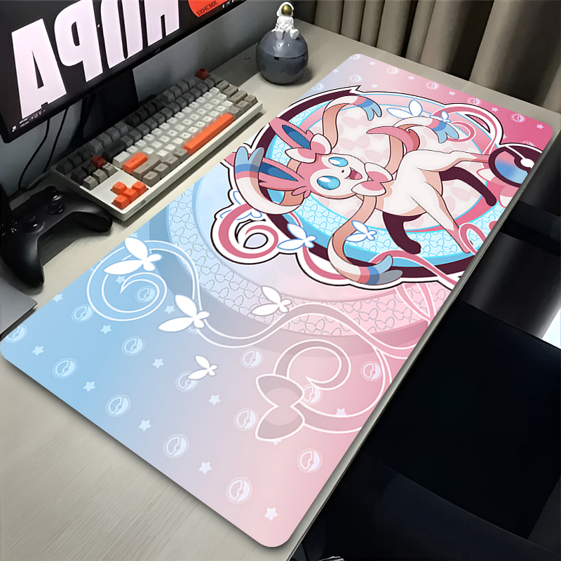 Gaming Mouse Pad Xl - 大型ピンクかわいいマウスパッド XXL ゲームコンピュータアクセサリー P-ポケモン シルベオン キーボード