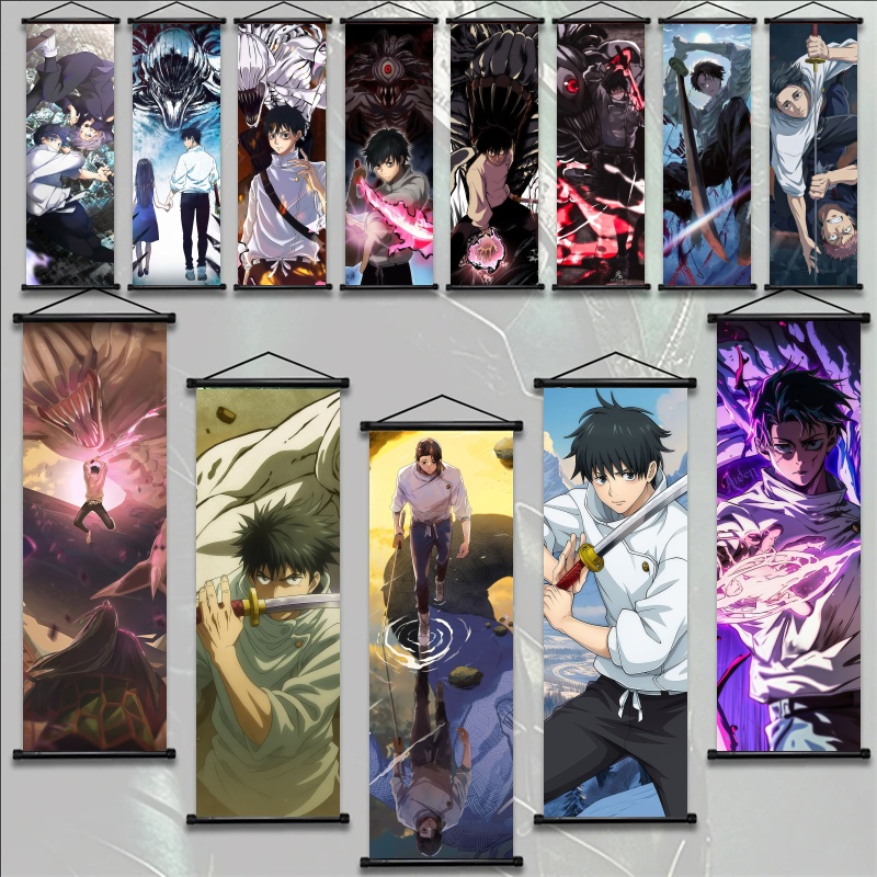 Gaming Accessories For Bedroom - 呪術廻戦伏黒恵吊り下げ絵巻、アニメアートファブリックウォールアートポスター寝室ゲームルーム装飾ギフト用