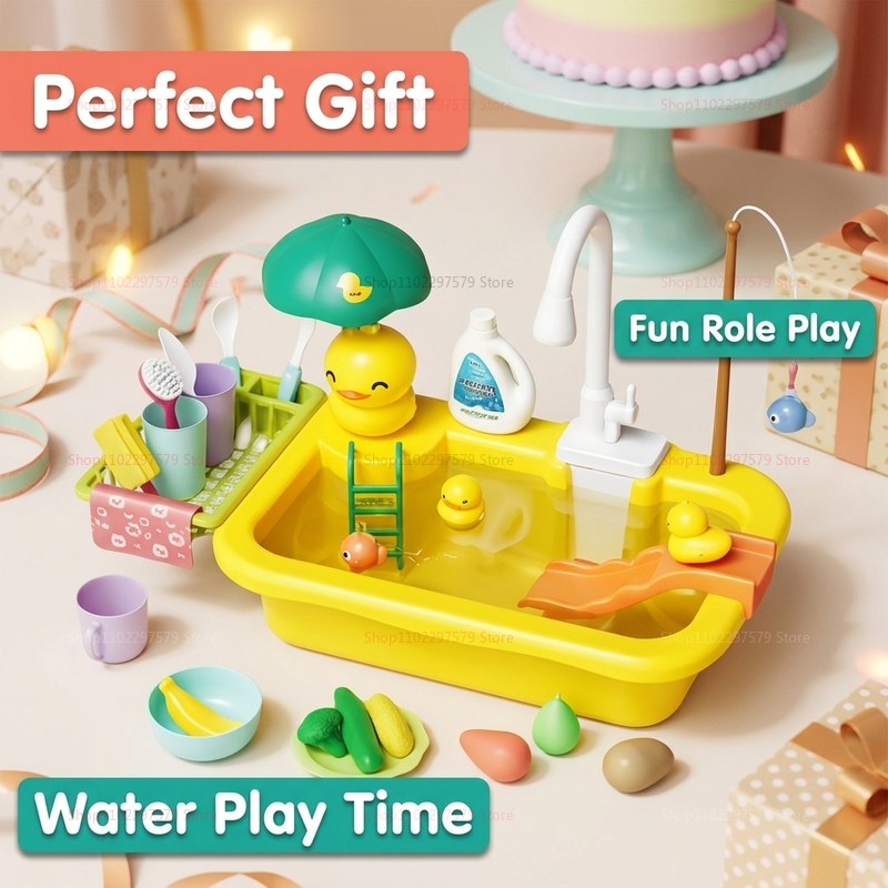 子供用キッチンシンク食器洗い機プレイセットおもちゃ、水が流れ - Gaming Accessories You Need のレビューと価格