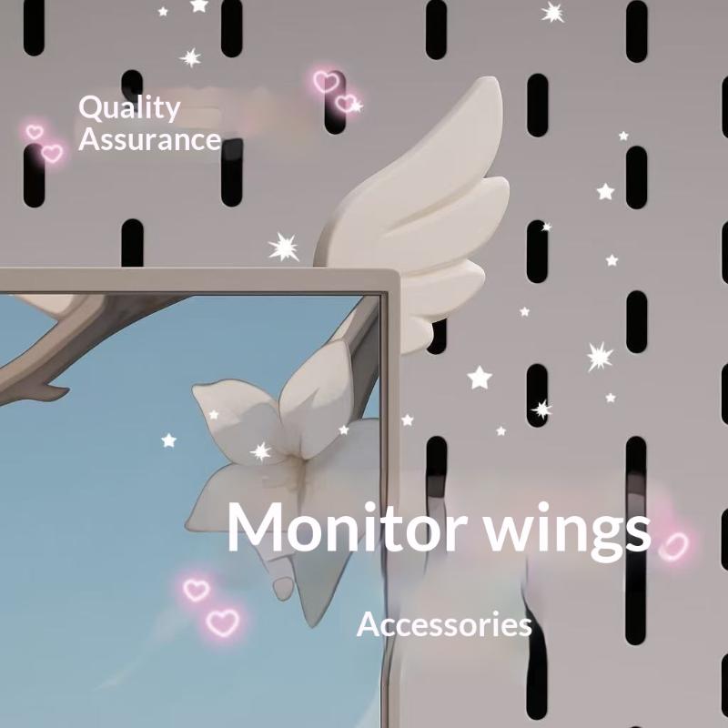 1組 3Dプリント製モニターウィング かわいい天使の翼の飾り - Gaming Accessories For Bedroom のレビューと価格