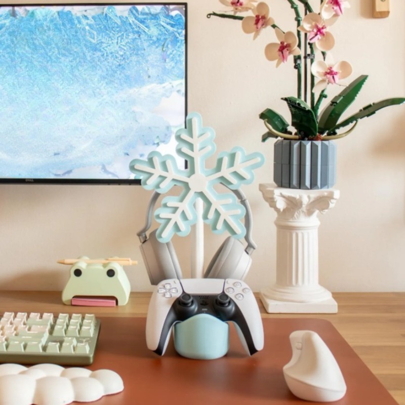 スノーフレークヘッドフォンスタンド 3D プリントかわいいイ - Gaming Accessories To 3D Print のレビューと価格