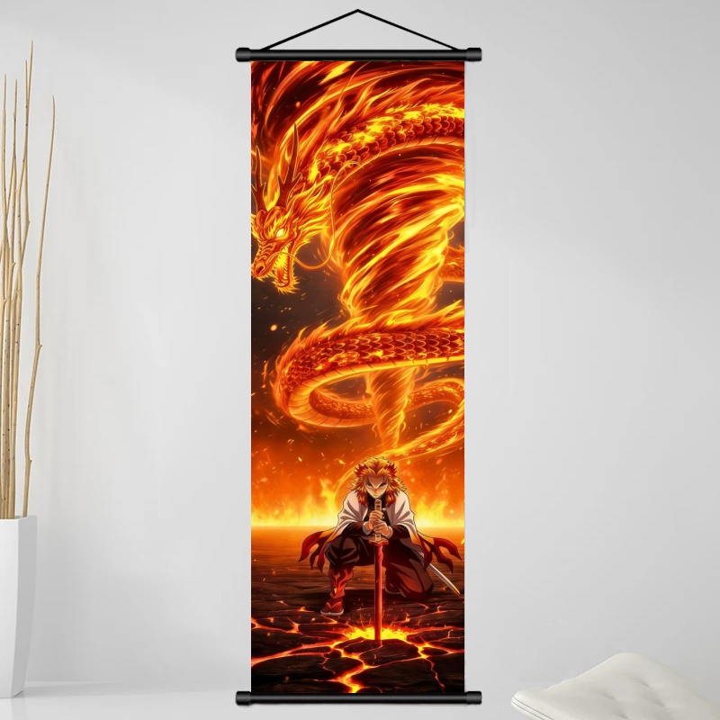 鬼滅の刃 煉獄杏寿郎 HDプリントアニメ生地ウォールアートス - Gaming Accessories For Bedroom のレビューと価格