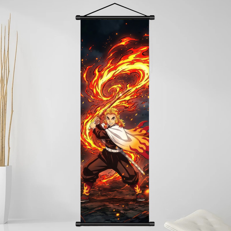 鬼滅の刃 煉獄杏寿郎 HDプリントアニメ生地ウォールアートス - Gaming Accessories For Bedroom のレビューと価格