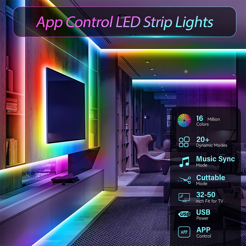 USB RGB LEDストリップライト SMD3535 アプ - Gaming Accessories Rgb のレビューと価格
