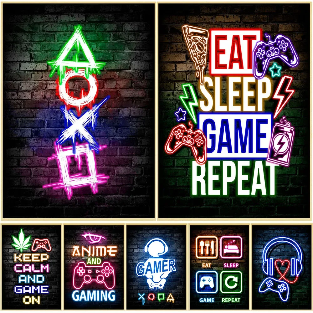 ゲーミングネオン「食べる・寝る・ゲーム・繰り返す」ウォールア - Gaming Accessories For Bedroom のレビューと価格